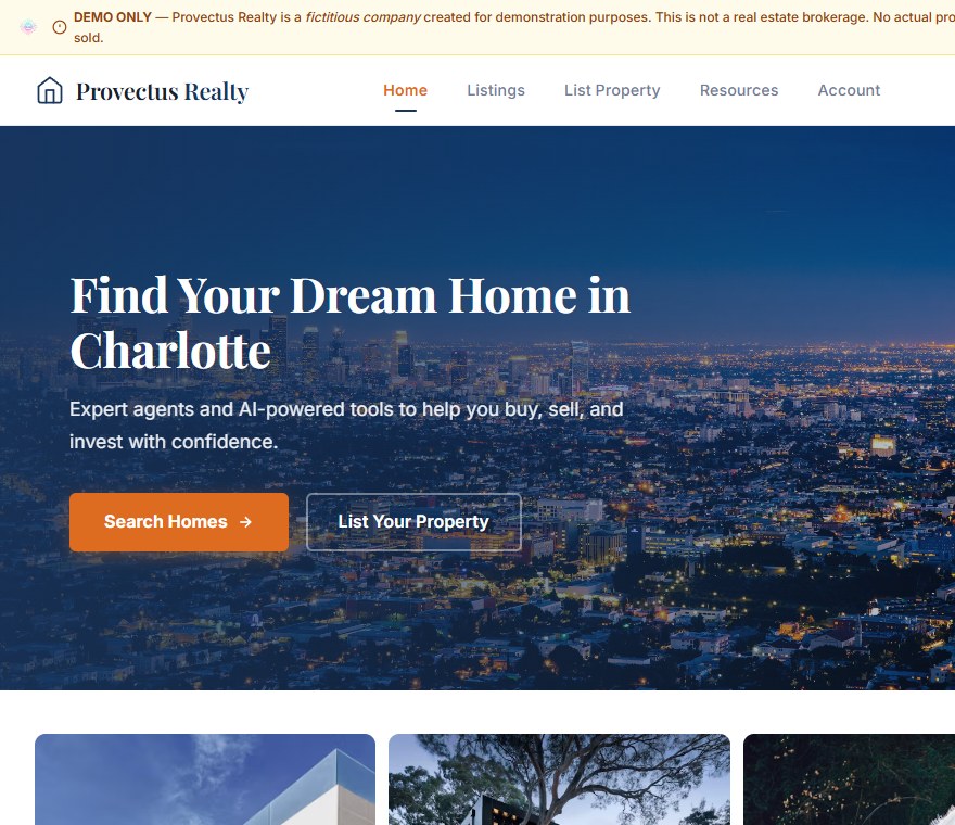 Provectus Realty home search interface